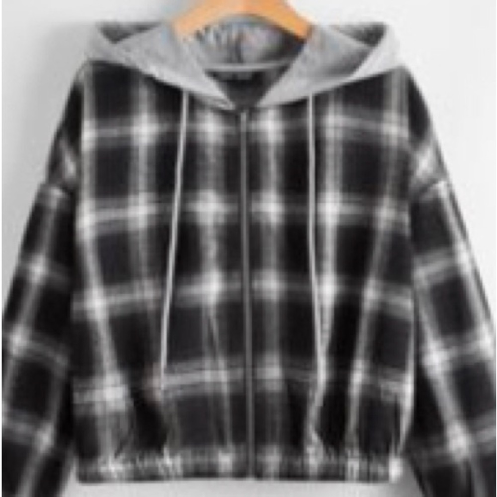 Cropped Flannel Zip Up